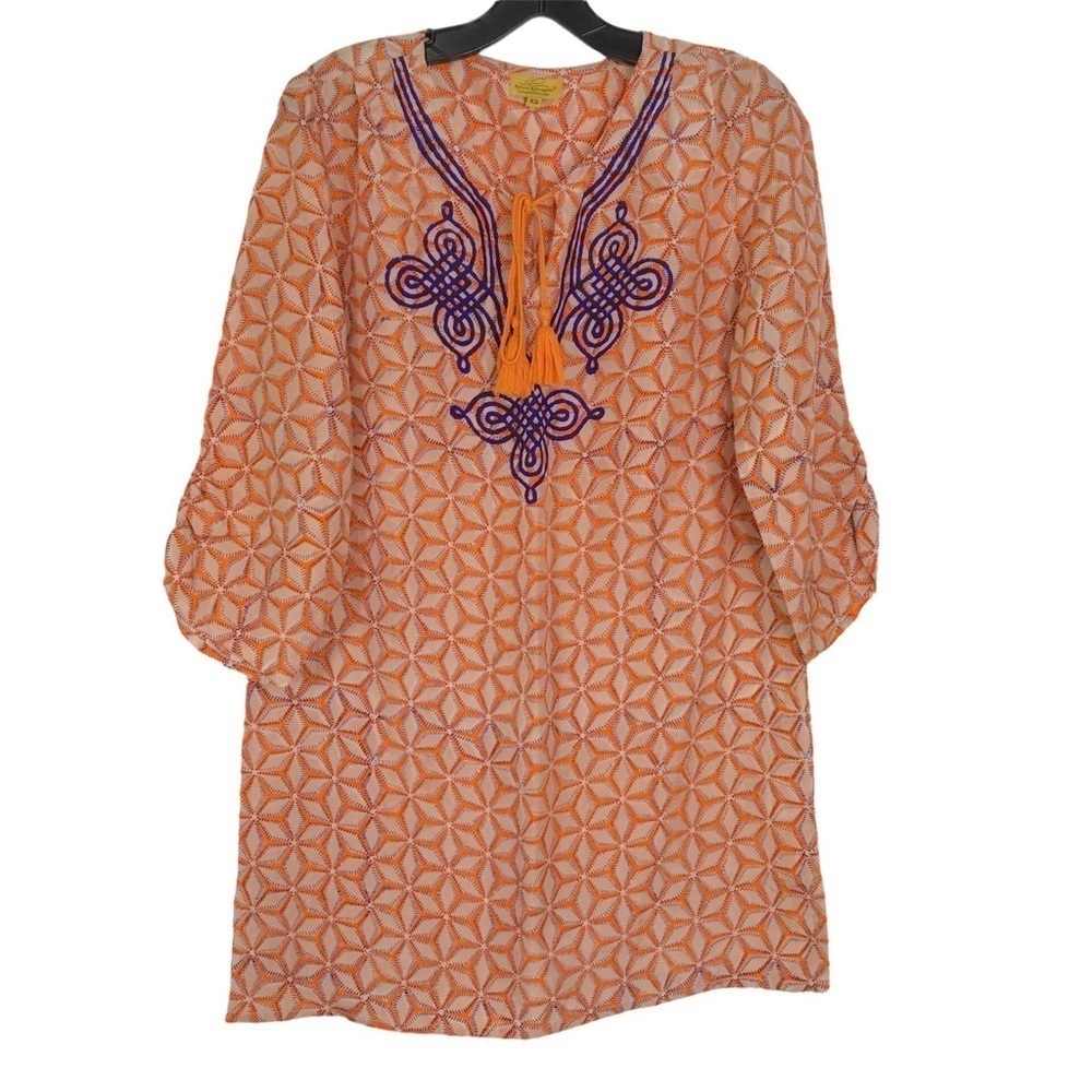 Roberta Roller Rabbit Orange Silk Tunic SIZE XSMALL
